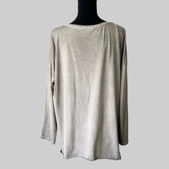 Made In Italy U80257 Faux Suede Acid Dye Long Sleeve - Picture 3 of 13